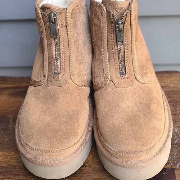 UGG Neumel Platform Zip Suede Chestnut Suede Boots Size 7 - Picture 1 of 14